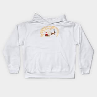 Santa Claus and Rudolph reindeer with stars Kids Hoodie